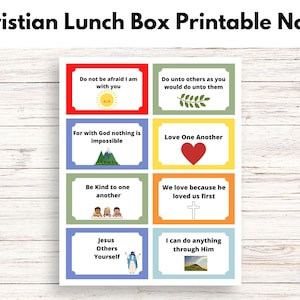 Tarjetas de notas imprimibles de la lonchera cristiana, notas de la lonchera imprimibles para niños, cartas de la lonchera, tarjetas de aliento, notas de amor de los padres