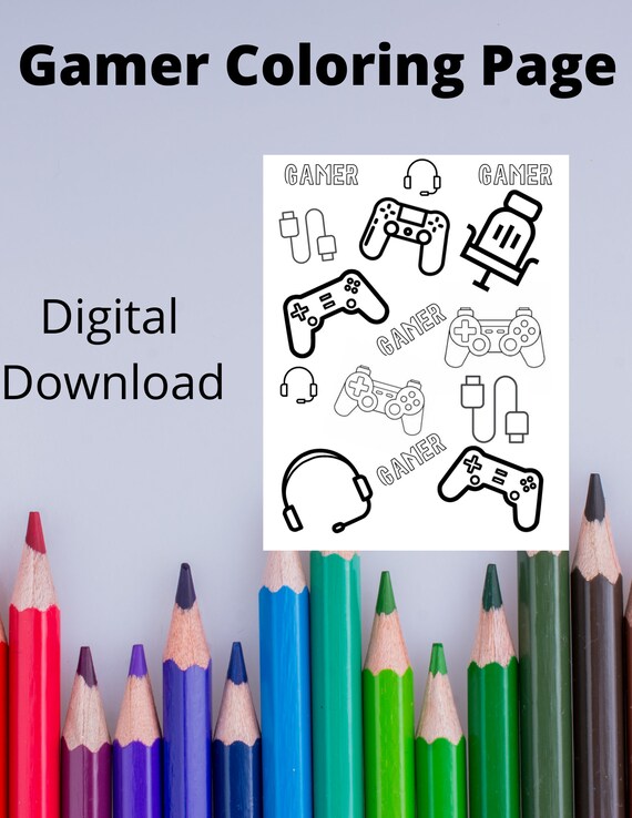 Gamer Coloring Page Kids Coloring Page Video Game - Etsy