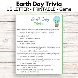 Earth Day Trivia, Game, Trivia Challenge, Environmental Activity for Adults & Kids, Save The Planet, Party Games and Activities, Classroom
