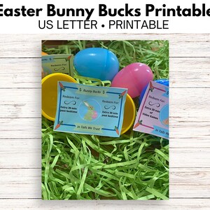 Easter Bunny Buck Printable Coupon, Easter Egg Tokens, Egg Fillers For Kids, Personalized Easter Egg Filler Tokens