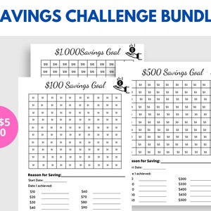 Savings Challenge Printable Bundle, Money Savings tracker binder, Savings challenge tracker, Savings tracker bundle, Budget planner