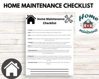 HOME MAINTENANCE CHECKLIST, Home Management Binder, Home Management Printables, Maintenance List