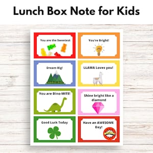 Notas de la lonchera para niños, Notas de la lonchera imprimibles para niños, Cartas de la lonchera, Tarjetas de aliento imprimibles, Nota de amor de los padres