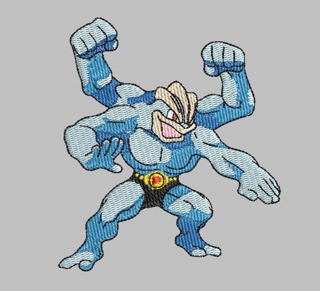 Machamp Embroidery Design, Embroidery Files Anime, Cute Embroidery ...