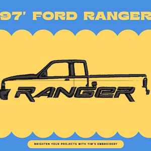 Projekt haftu Ford Ranger, plik do haftu maszynowego dla miłośników ciężarówek, prezent dla entuzjasty samochodów, projekt haftu na czapkę lub kurtkę