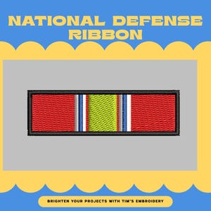 Borduurontwerp medaille nationale defensiedienst — militair lint machineborduurbestand voor cadeau veteraan, patriottische hoed of jas
