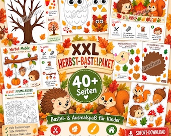 Herbst Bastelset Kinder XXL – Bastelvorlagen zum Ausdrucken | Herbstdeko, Blätter basteln & kreative Herbstideen