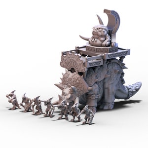 Reptilians Megadon with Archmage Lizardmen Stegadon 10 mm miniatures for Warmaster and other tabletop wargames image 1