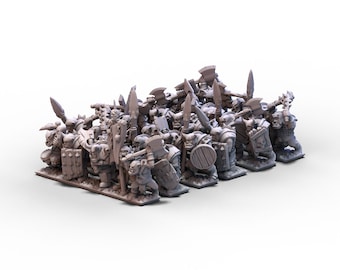 Orcs and Goblins | Orc Warriors Unit 2 (Orcs Orc Warriors) | 10 mm miniatures for Warmaster and other tabletop wargames