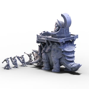 Reptilians Megadon with Archmage Lizardmen Stegadon 10 mm miniatures for Warmaster and other tabletop wargames image 5