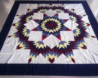 Machine pieced Star Queen size quilt top#150/7-2-3