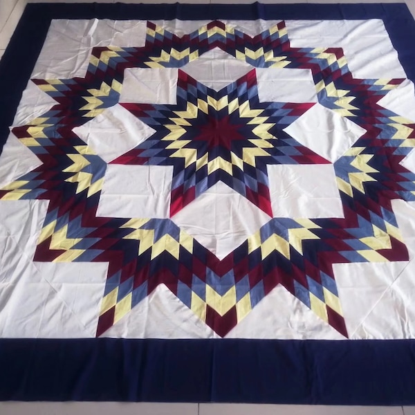 Machine pieced Star Queen size quilt top#150/7-2-3