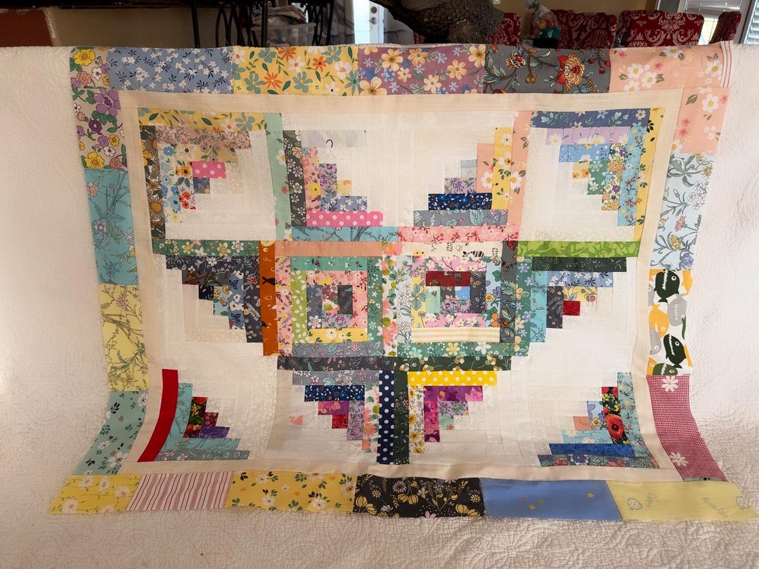 Long Cabin Scrap Patchwork Lap Quilt Top#c-011 - Etsy