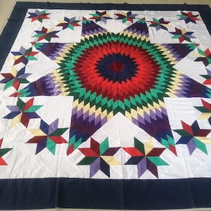 Queen size Star quilt top#172A