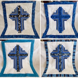 Long Cabin Cross Patchwork wall hanging quilt top