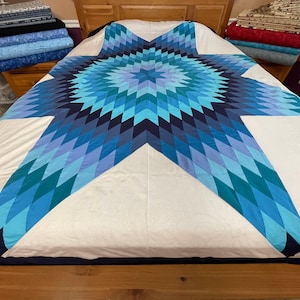 Machine Pieced Queen size  Star quilt top#156A