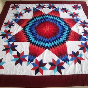 Queen size Star quilt top#163A