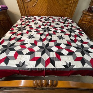 Machine Pieced King size  Carpender star quilt top#006 made in U S A