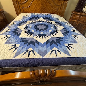 Edredón de patchwork de estrellas hecho a mano / Tamaño Queen C-001