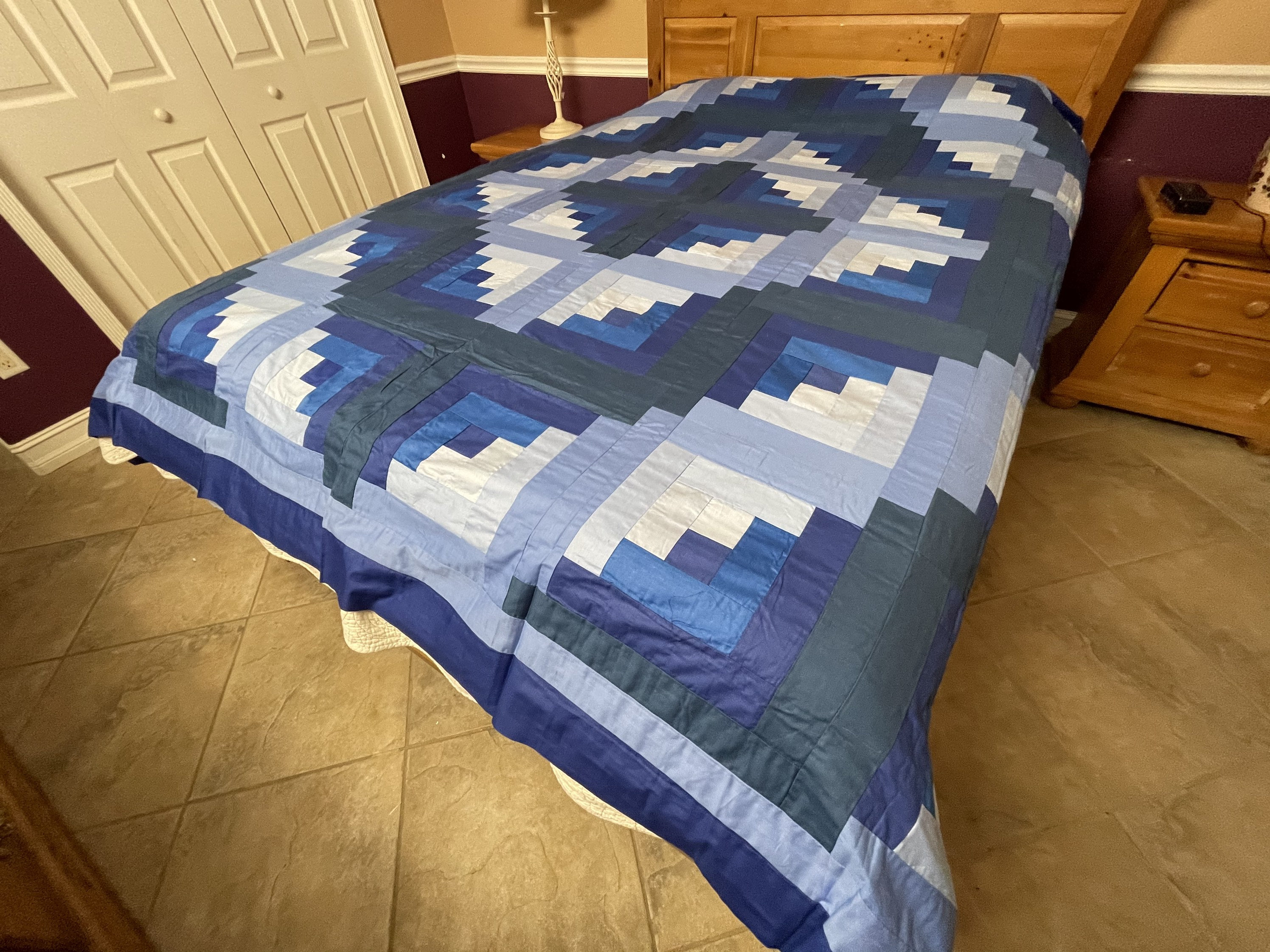 Machine Pieced Queen Size Log Cabin Quilt Top54 Etsy