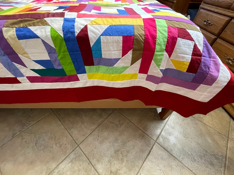 Machine Pieced Queen Size Log Cabin Quilt Top49 Etsy