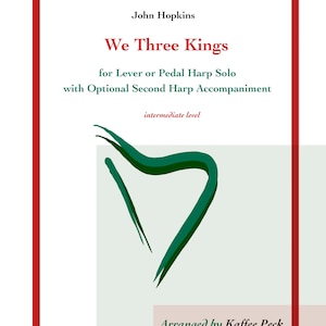 We Three Kings for lever or pedal harp solo