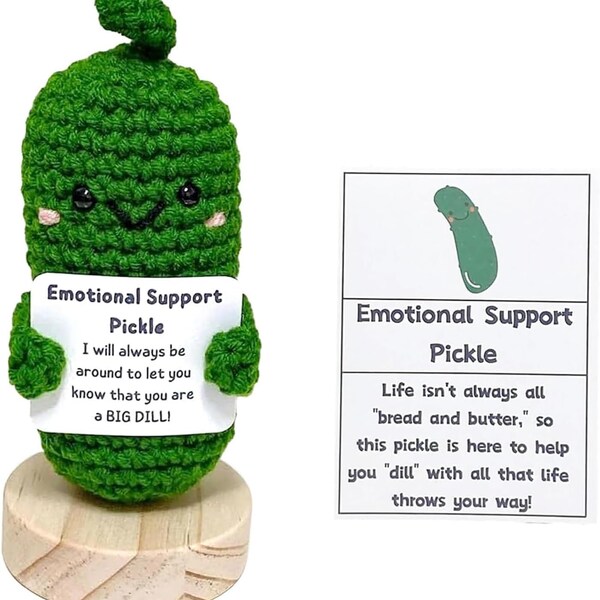 Handmade Emotional Support Pickled Cucumber Gift, Cute Crochet Christmas Pickle Knitting Doll Ornaments, Funny Reduce Pressure Pickle Toy