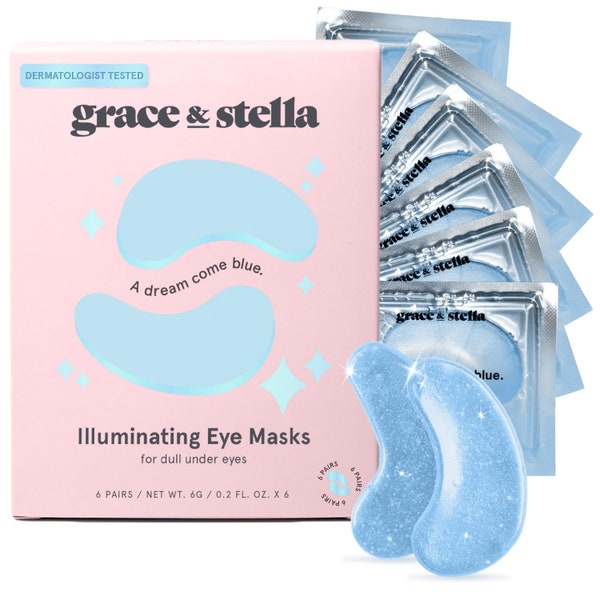 Award Winning Under Eye Mask (Blue, 6 Pairs) Reduce Dark Circles, Puffy Eyes, Undereye Bags, Wrinkles, Gel Under Eye Patches, Nurse Gifts