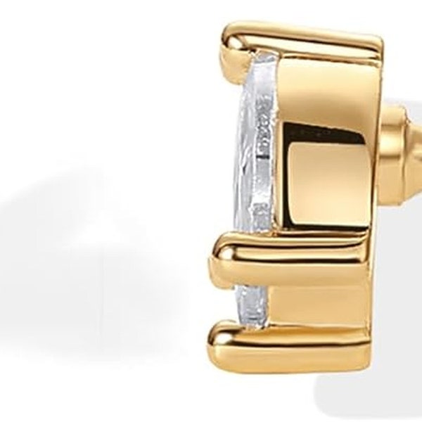 14k Gold Plated Solid 925 Sterling Silver Post Cubic Zirconia Flat Back Earrings for Women | Cartilage Earring | Helix Piercing Jewelry