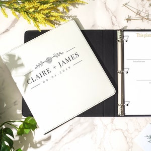 Pasta personalizada para planejador de casamento, planejador de casamento com 3 argolas, livros para planejador de casamento, pasta de couro com 3 anéis, presente para planejador de casamento, lista de verificação