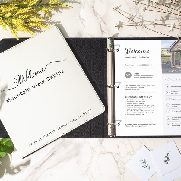 Customized Welcome Book, 3 Ring Binder, Airbnb Welcome, Guest Book, Personalized, Rental Welcome Book, 3 Ring Binder, Airbnb House Manual