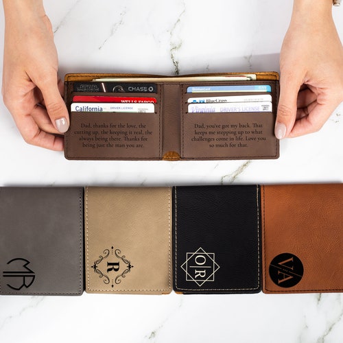 Anniversary Gift for Him Custom Leather Wallet Personalized Etsy