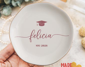Graduation Ring Dish, Custom Ring Holder, College Graduation, Gift for Friend, Girl Graduation Gift, High School Grad, Gift for Bestie