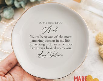 Personalized Ring Dish for Aunt, Jewelry Dish, Mothers Day Gift, Aunt Wedding Gift, Ring Dish, Gift for Aunt, Customized Gift, Memorial Gift