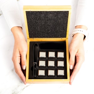 Personalized Stainless Steel Whiskey Stones Set, Custom Whiskey Stones, Whiskey Stone Set, Whiskey Gift, Personalized Chilling Stones