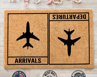 Arrivals And Departures Plane Doormat, Funny Doormat, Home Doormat, Housewarming Gift, Outdoor Mat, Front Door Decor, Pilot Gift, Cool Gift