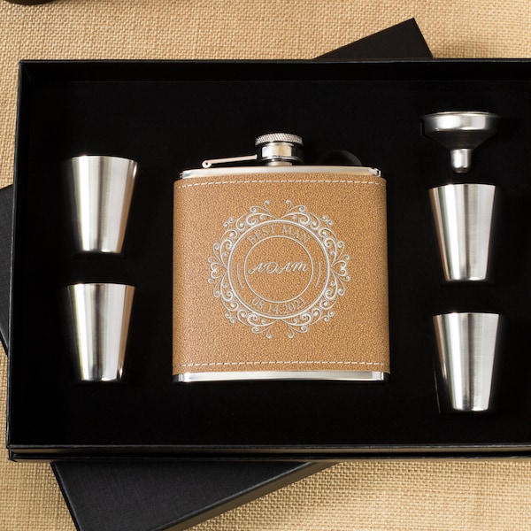 Engraved Flask Set Etsy