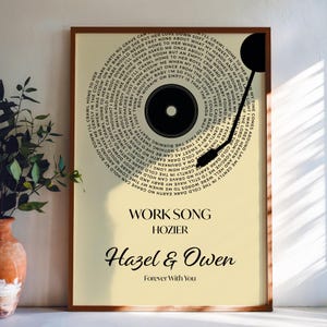 Custom Song Lyrics Print, Personalized Music Art, Anniversary Gift, Birthday Gift, Wedding Song Dance, Music Lover Gift, Music Vinyl Poster