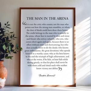 The Man In The Arena Wall Art, Wood Framed Sign, Farm House Wall Decor, Home Decor, Framed Prints, Printable Wall Art, Framed Wall Art