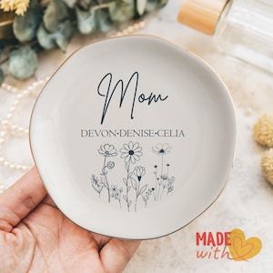 Custom Mother Ring Dish, Jewelry Holder, Gift For Mom, Personalized Ring Holder, Mother&#39;s Day Gift, Unique Ring Dish, Custom Ring Dish