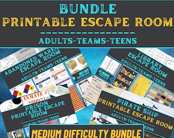 Escape Room Game Printable - Medium Bundle - Office Teams, Adults, Teens, Family - DIY Logic Party Puzzle Mystery - Family Game Night