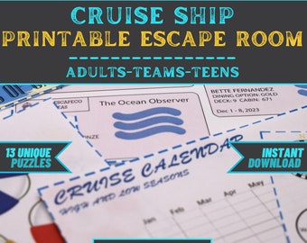 Escape Room Game Printable - Cruise Ship Escape - Office Teams, Adults, Teens, Family - DIY Logic Party Puzzle Mystery - Family Game Night