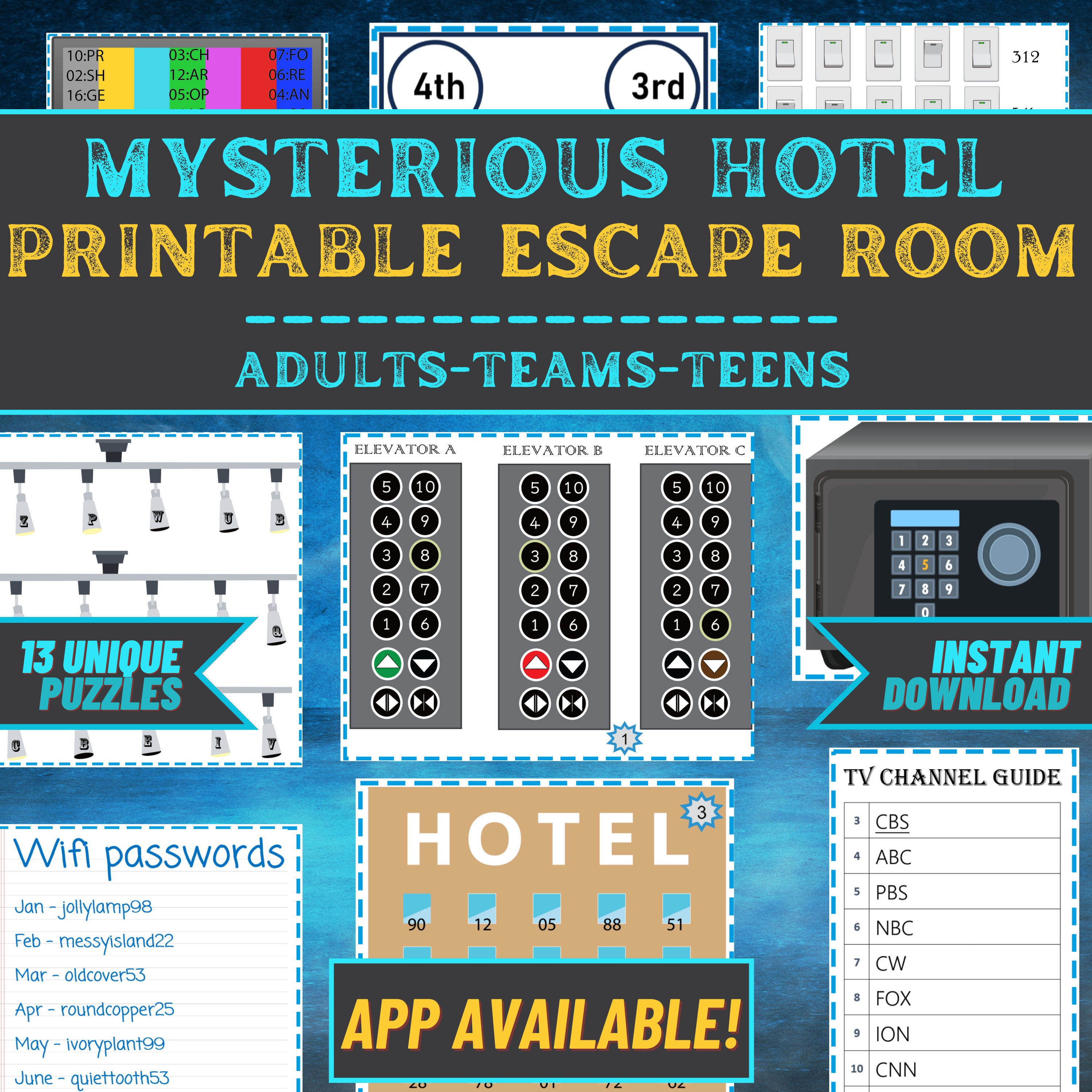 Escape Room Game Printable - Hotel Escape - Office Teams, Adults, Teens ...