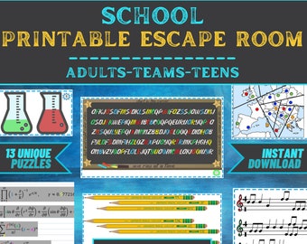 Escape Room Game Printable - School Escape - Office Teams, Adults, Teens, Family - DIY Logic Party Puzzle Mystery - Family Game Night