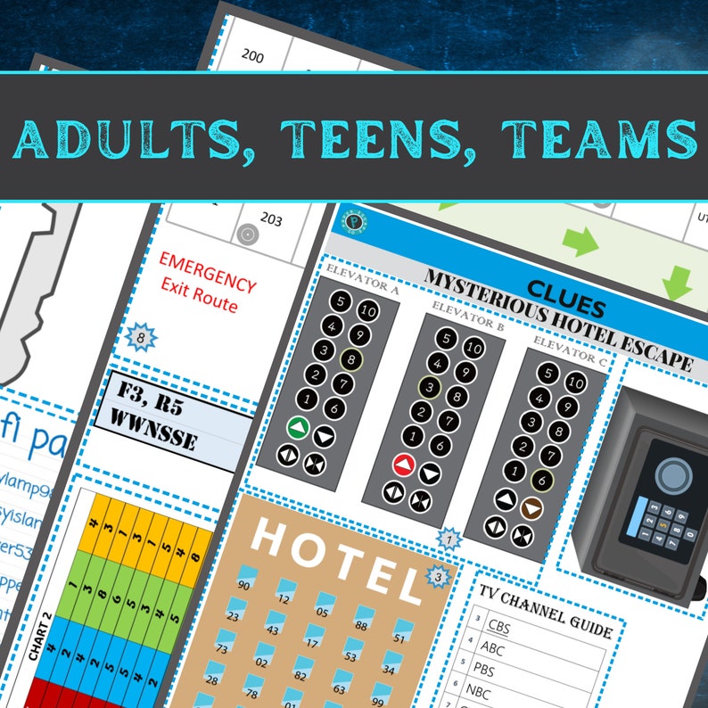 Escape Room Game Printable Hotel Escape Office Teams, Adults, Teens