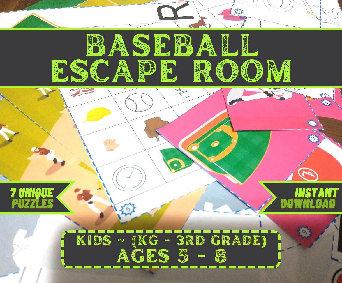 Kids Escape Room Game Printable Baseball Escape DIY Party Etsy