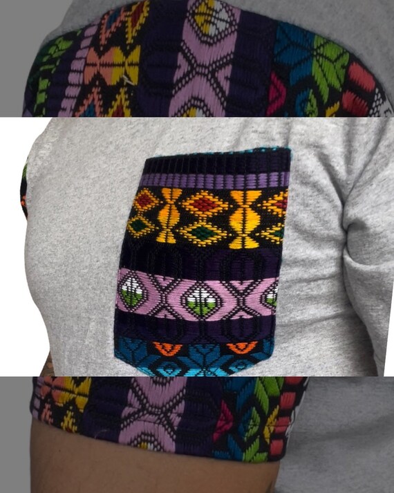 Crew Neck Mens Embroidered T shirt Mexican Embroidered Tee Playera