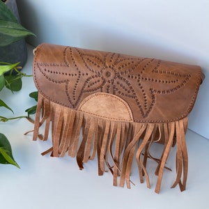 Genuine Mexican Leather Purse with Fringe | Bolso con Franja de Piel Genuina | Bolsa de Vaqueta | Western Purse