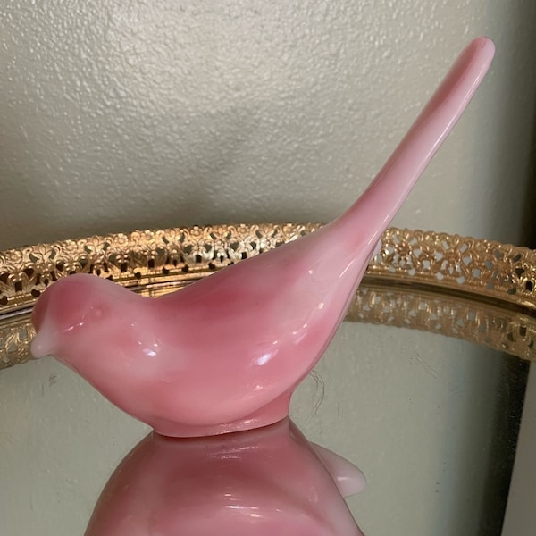 Vintage Rosalene Pink Slag Glass Fenton Bird of Happiness