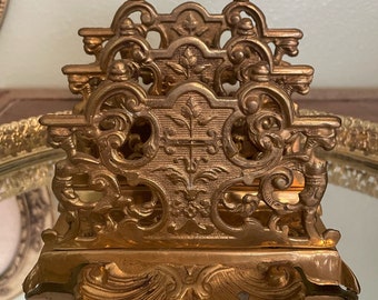 Vintage Ornate Brass Mail or Napkin Holder